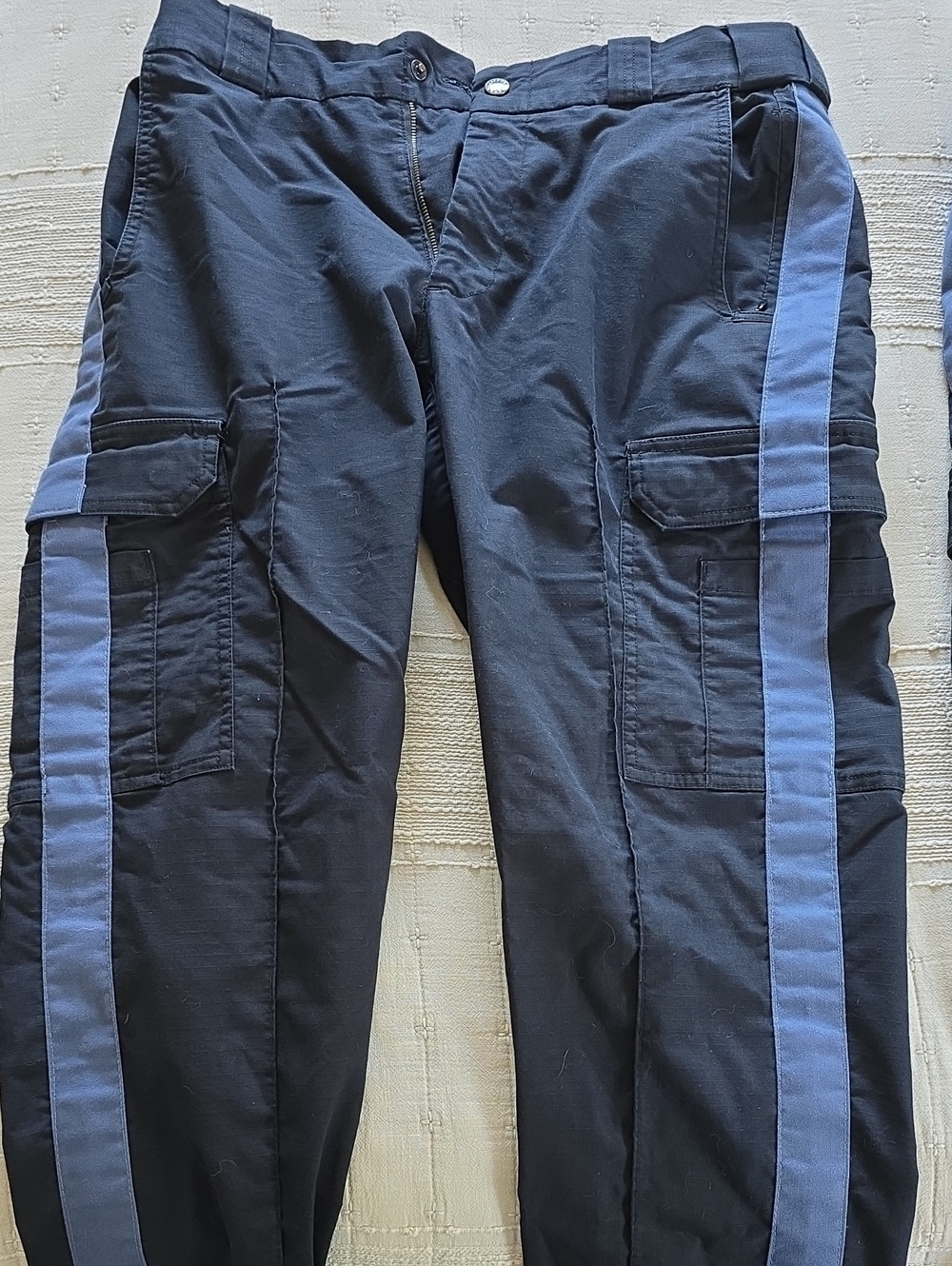 Men's Black Elbeco Cargo Pants with Light Blue Side Panels